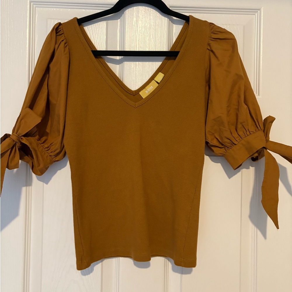 Maeve Anthropologie Puff Sleeve Ribbed Top - Picture 2 of 7
